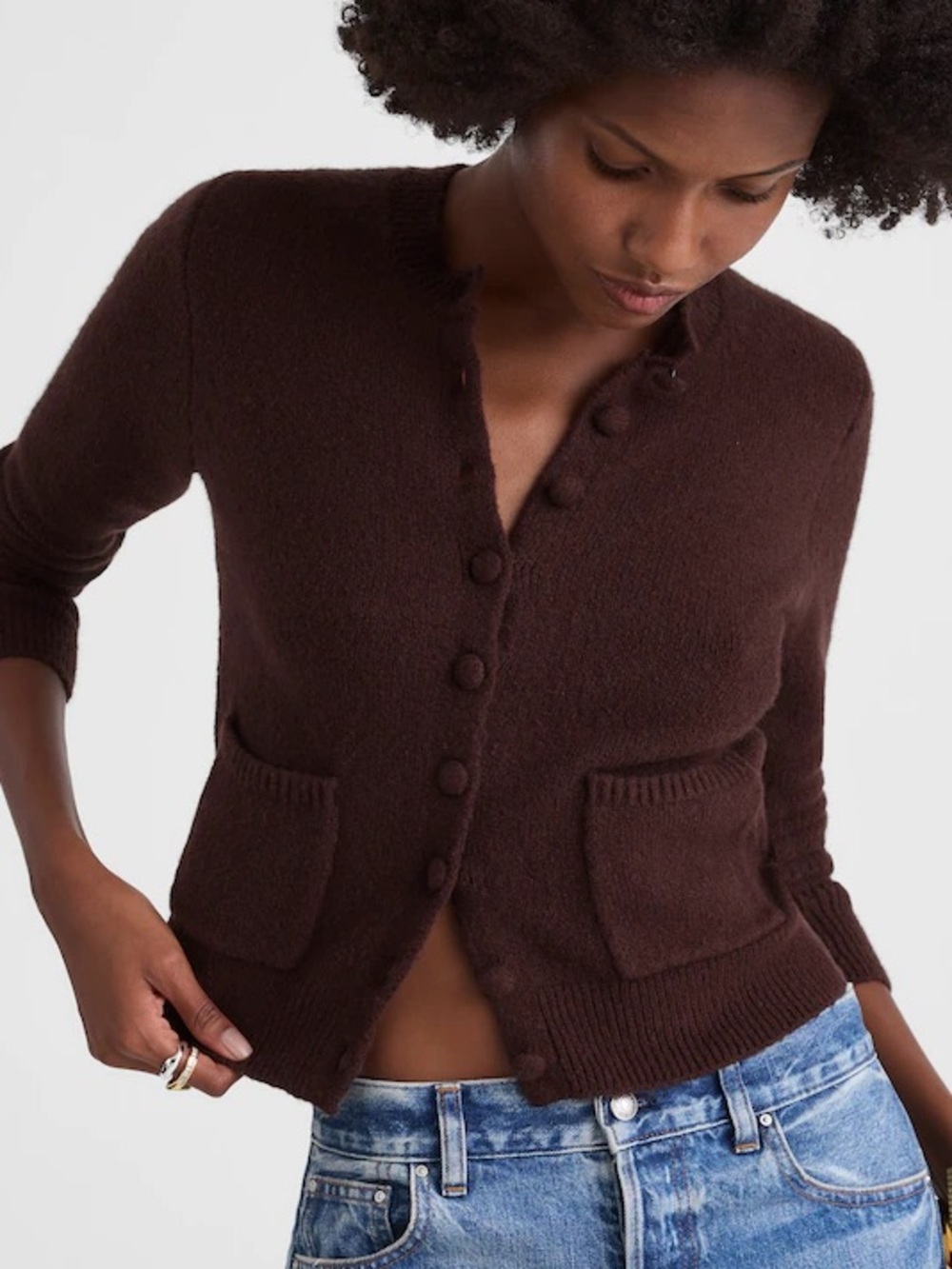 $98 msrp NWT Madewell Chocolate Patch Pocket cotton blend Cardigan xxs